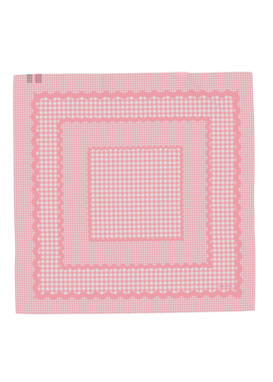 Mad Gingham Cotton Mulmul Bandana - Baby Pink