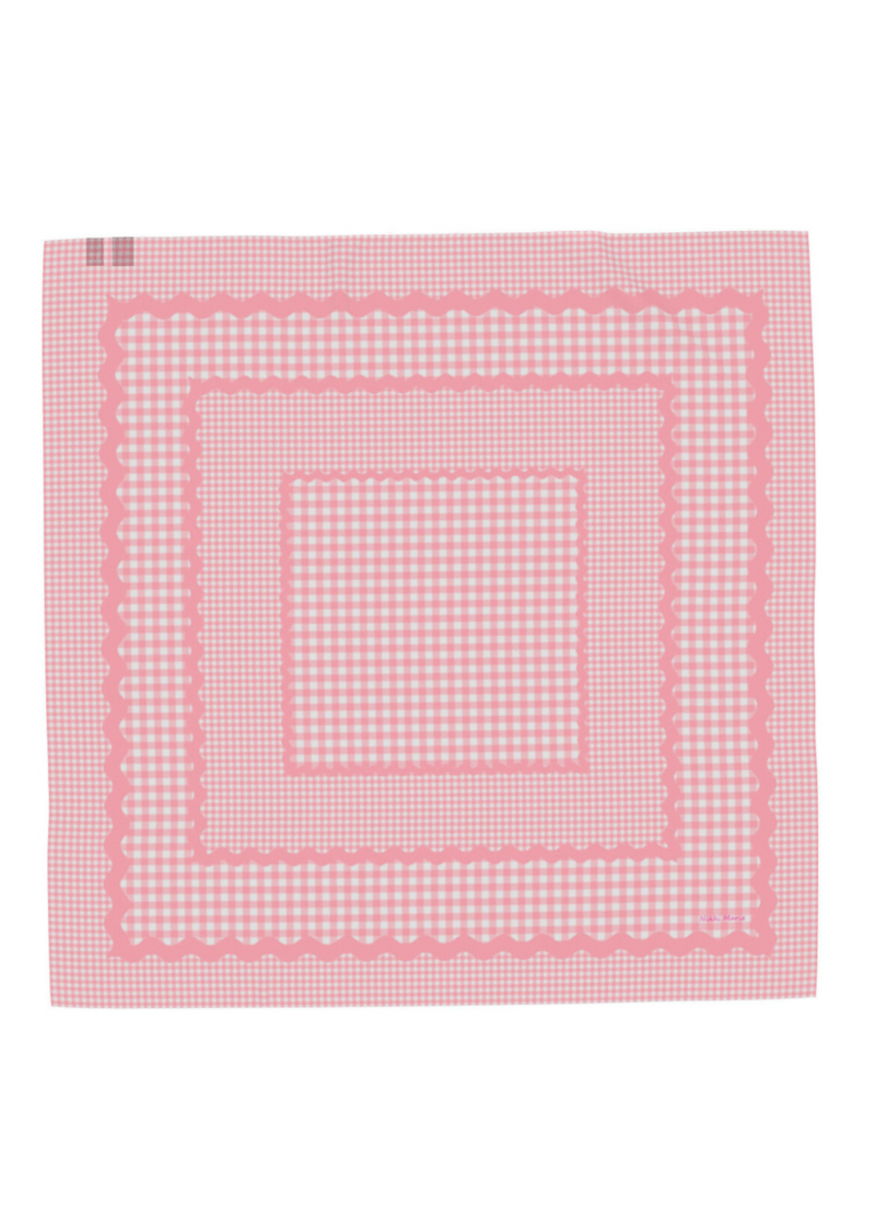 Mad Gingham Cotton Mulmul Bandana - Baby Pink