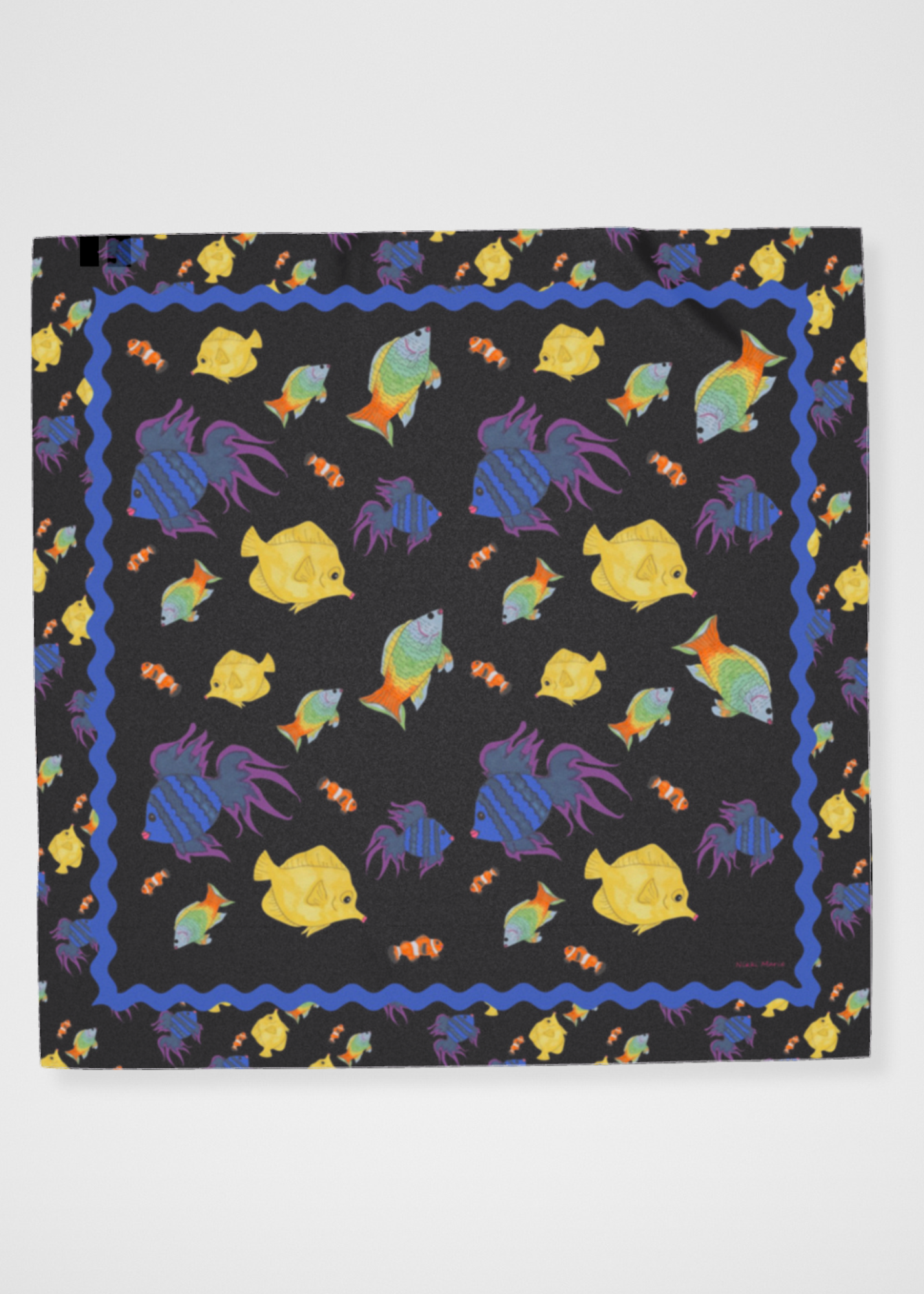 Plenty Of Fish Sheer Silk Georgette Scarf