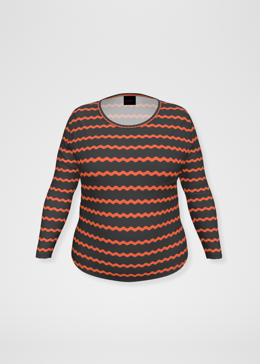 Ric Rac Tee - Long Sleeve In Neon Orange