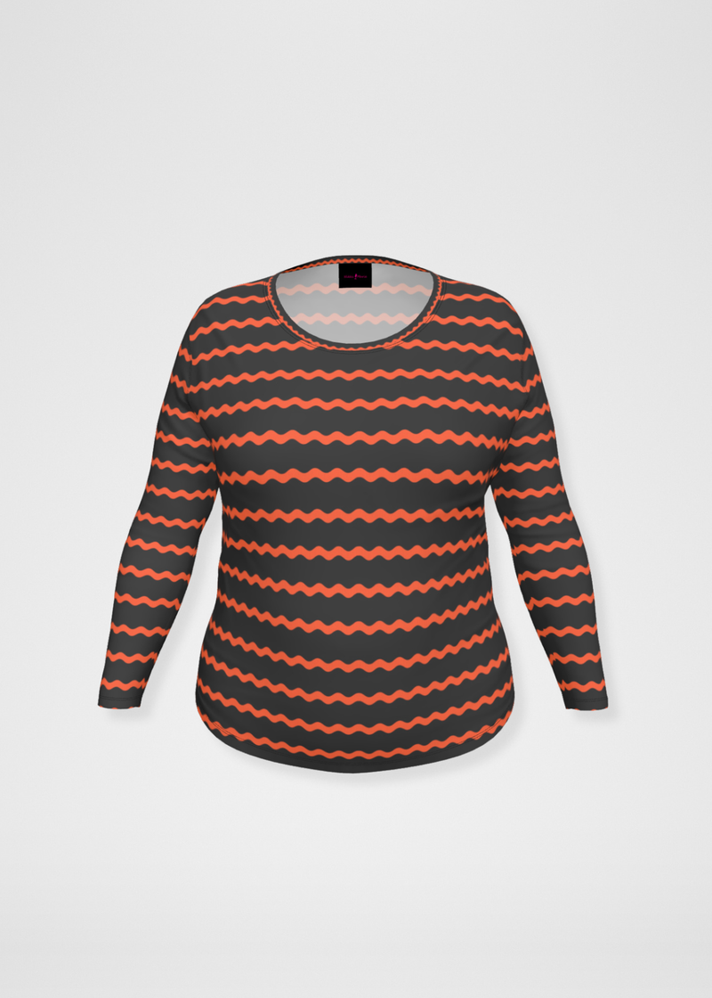 Ric Rac Tee - Long Sleeve In Neon Orange
