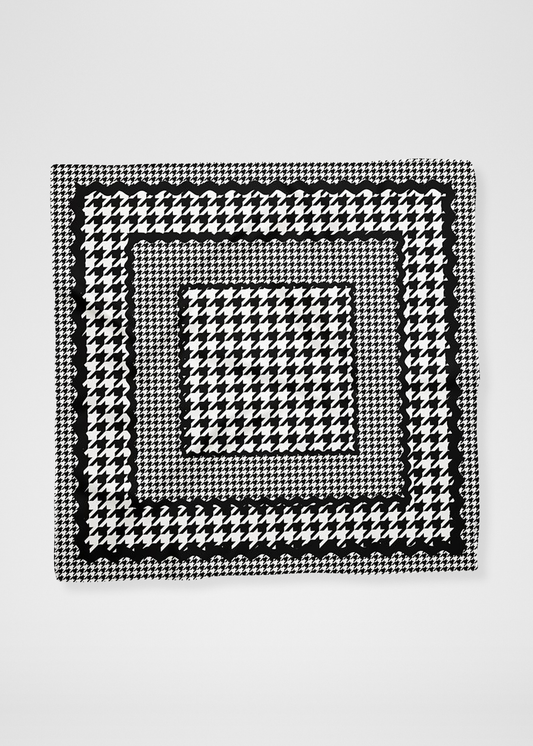 The Mad Houndstooth Silk Charmeuse Scarf