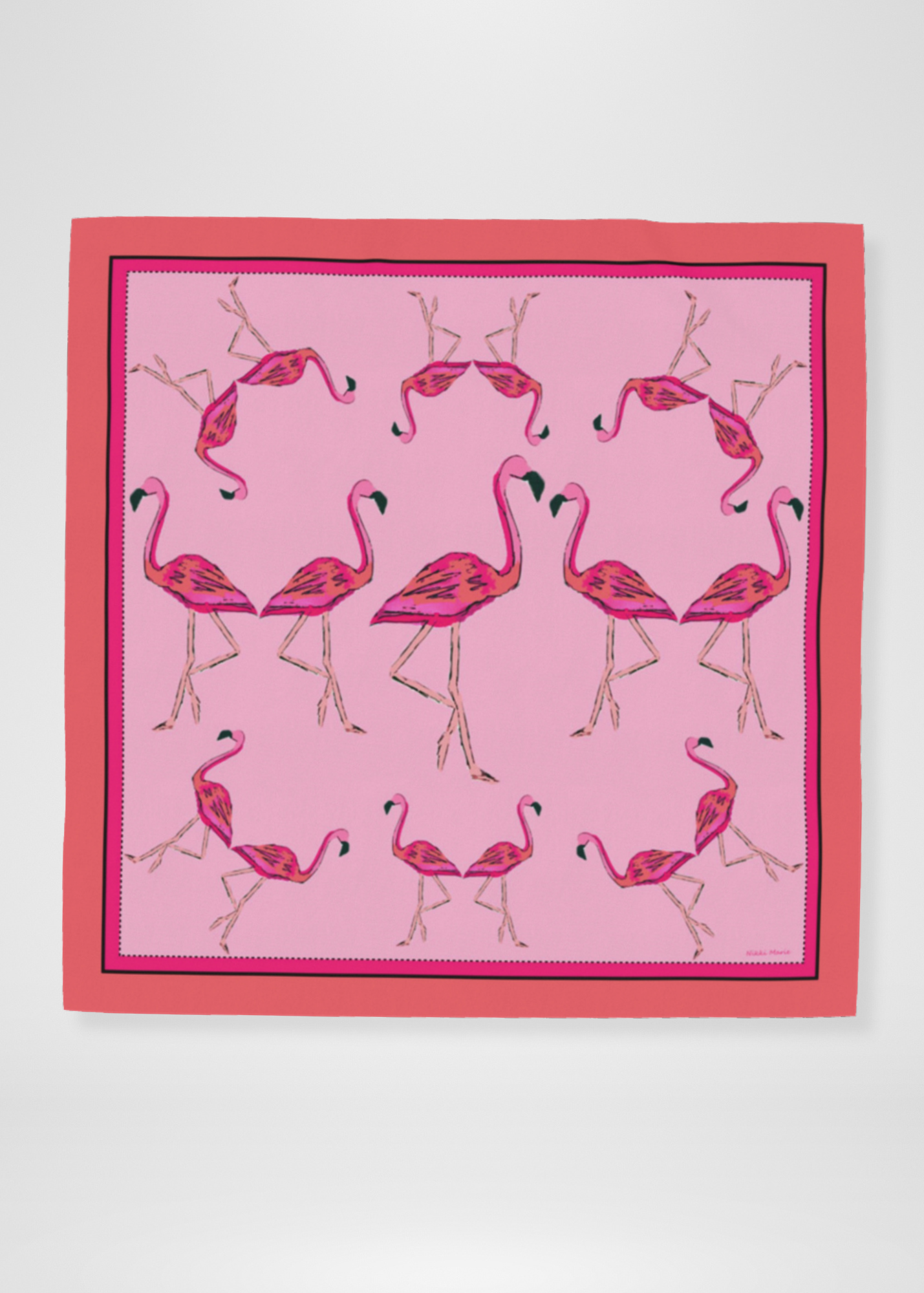 Let's Flamingle Silk Satin Square Scarf - 36"x 36"