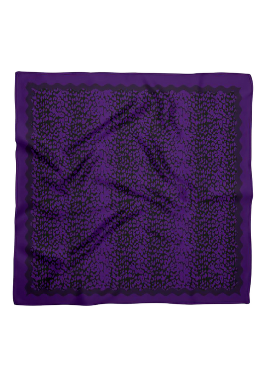 Violet Purple Leopard Silk Satin Scarf