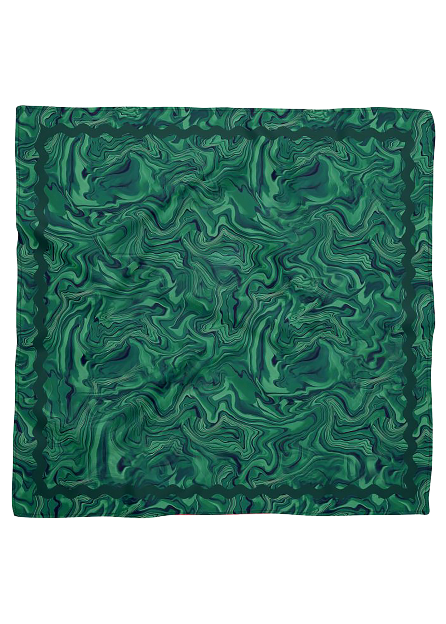 Malachite Green Crystal Silk Satin Scarf