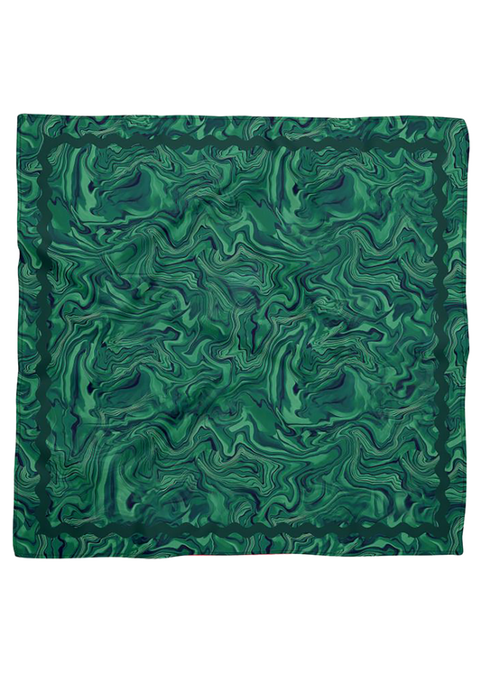 Malachite Green Crystal Silk Satin Scarf