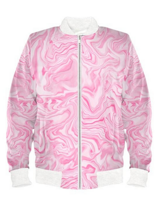 #19 The Edina Bomber Jacket In Rose Quartz Geode - MEDIUM