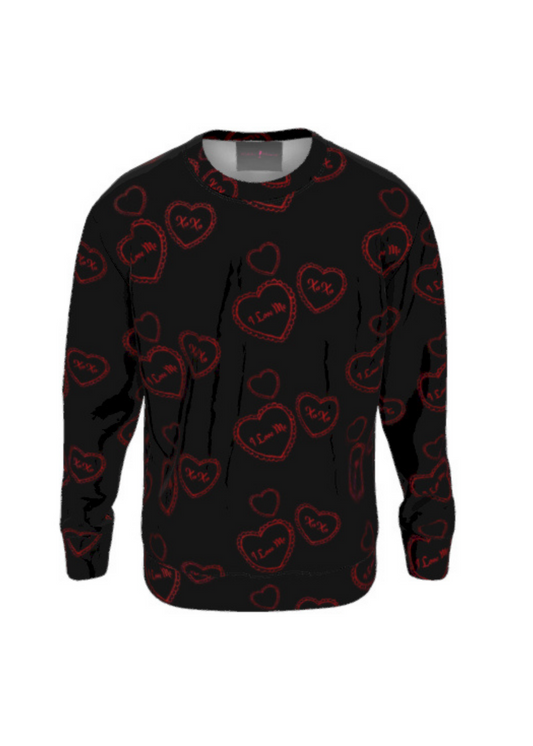 I Love Me Hearts Print Scuba Sweatshirt - Black