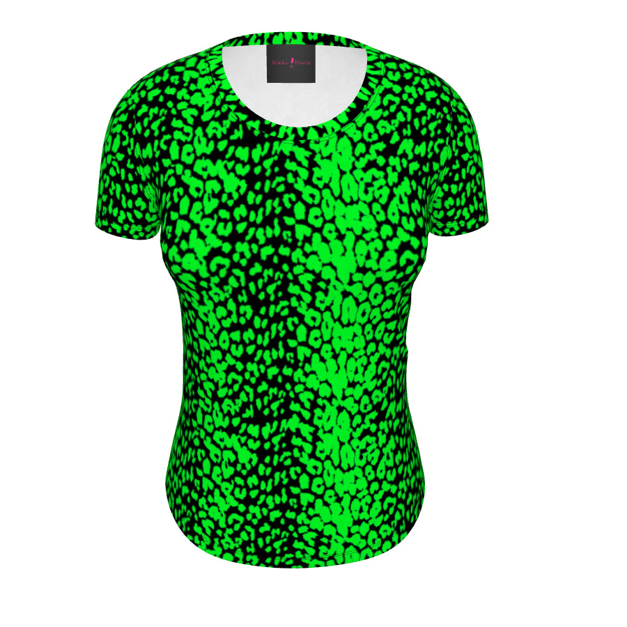 Neon Green Leopard Print Short Sleeve Tee