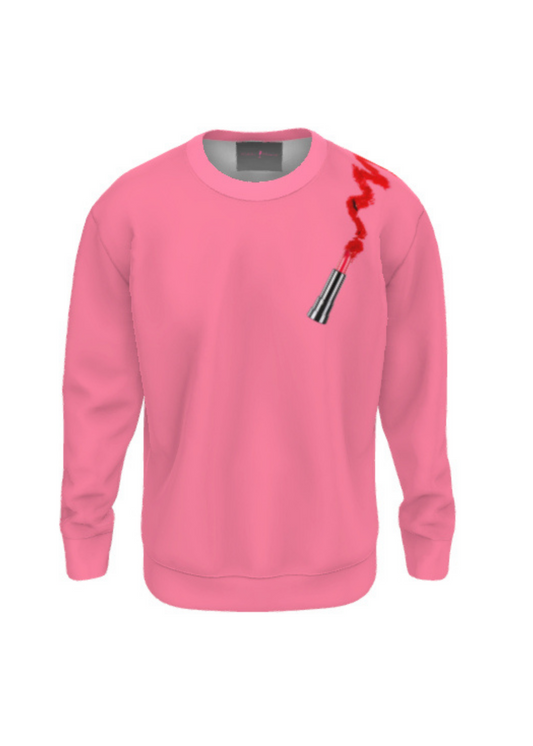 My Weapon Of Choice Red Lipstick Print Scuba Sweatshirt - Pink
