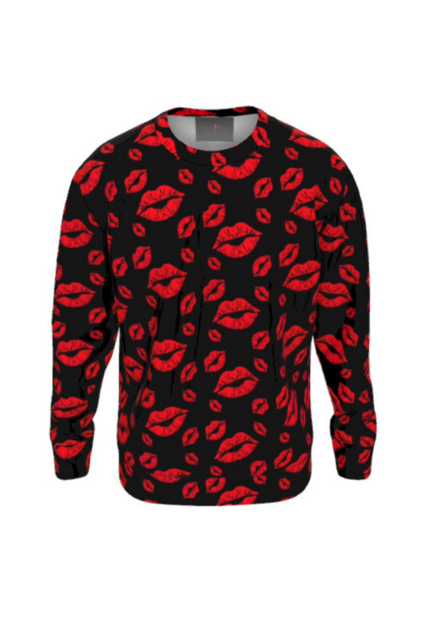 Filakia Kisses Red Lip Print Scuba Sweatshirt - Black