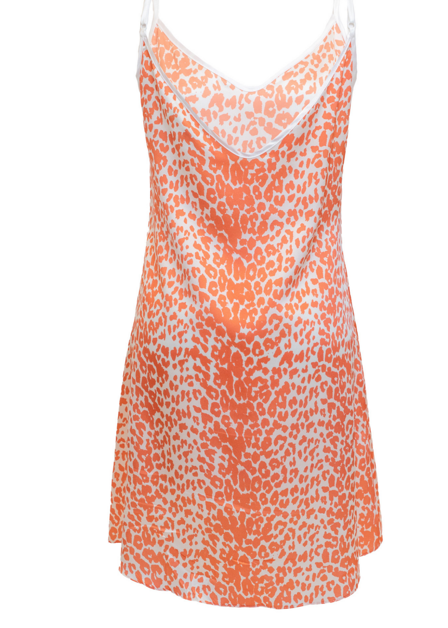 #14 Coral Leopard Print Silk Slip Mini Dress - MEDIUM
