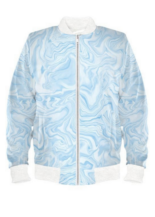 #17 The Edina Bomber Jacket In Aqua Aura Geode - MEDIUM