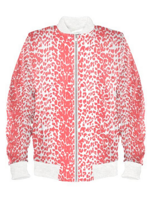 #20 The Edina Bomber Jacket In Coral Leopard - MEDIUM