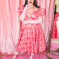 The Marilyn Full Circle Dress - Filakia Kisses Print - Pink & Red