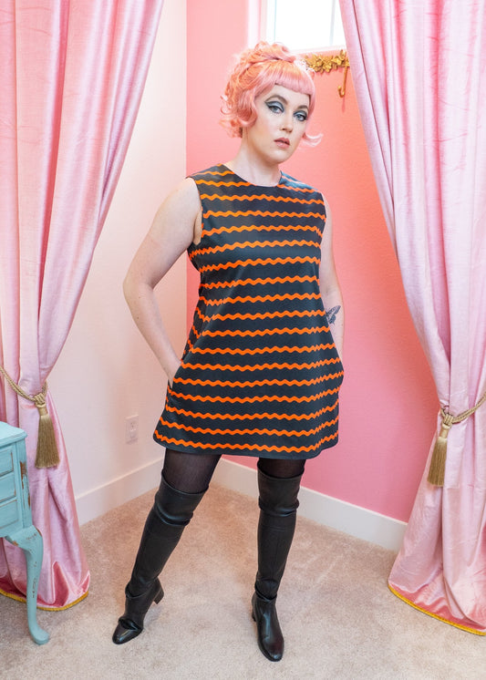 The Shift Dress - Neon Orange Ric Rac