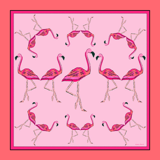 Flamingos Silk Charmeuse Scarf